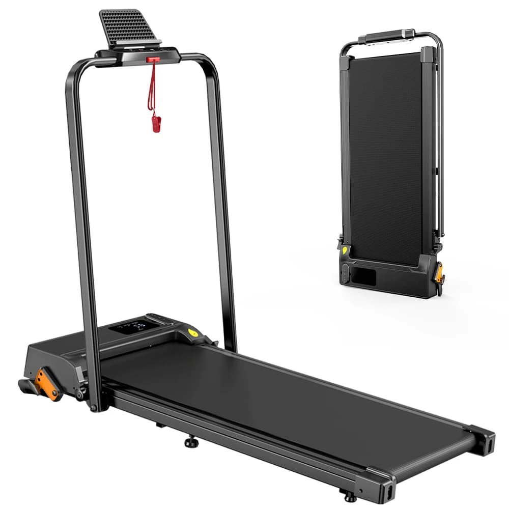 Formill FT52 4‑in‑1 Foldable Treadmill 2.5HP Silent Motor 12km/h 3‑Level Manual Incline Quick‑Detach Handrail with Button Control Magnetic Remote Safety Lock Oil Drip Hole Shock Absorbing Running Walking Machine for Home Office 265lbs Load