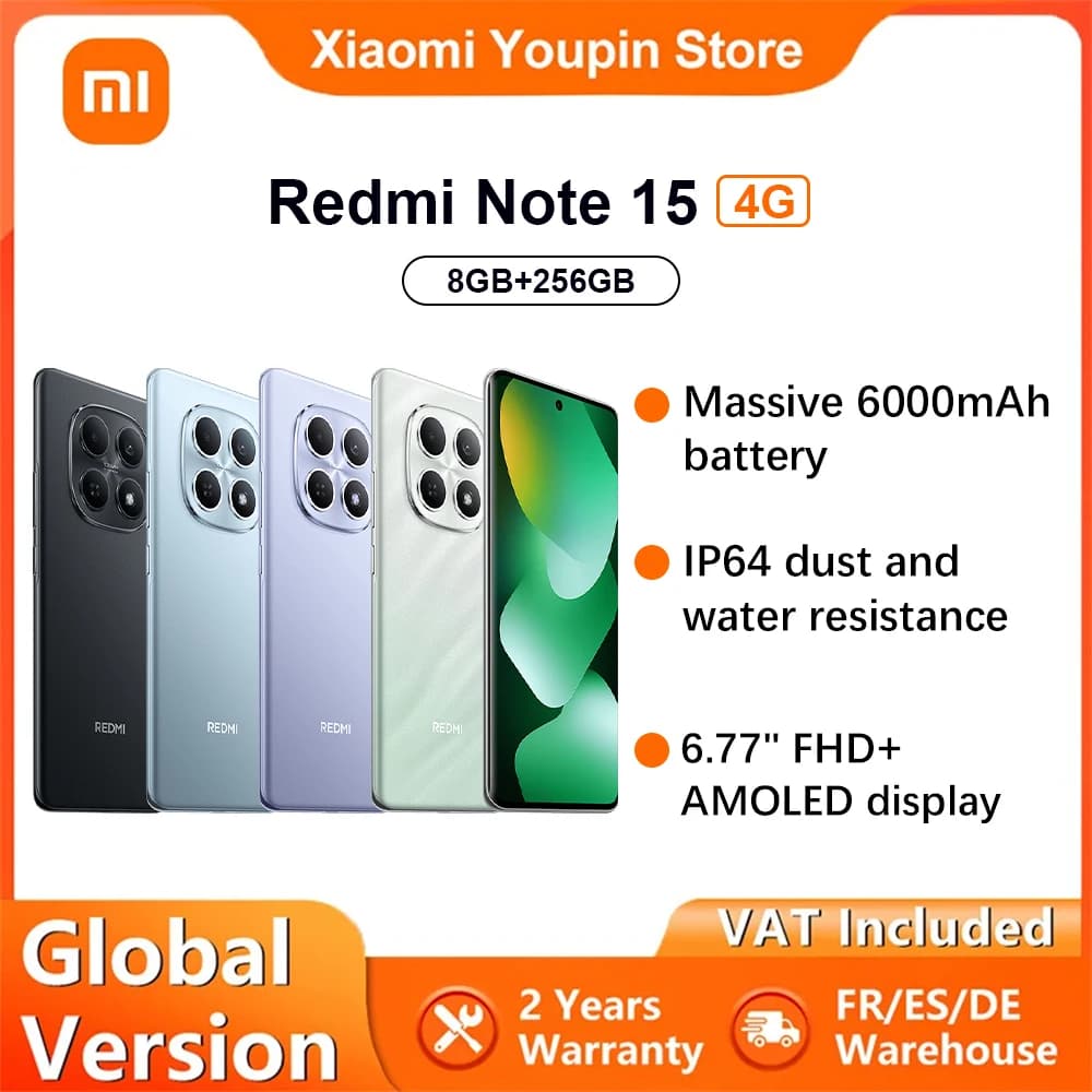 Xiaomi Redmi Note 15 4g 6Gb 128Gb 8Gb 256Gb 6.77" Amoled Display 108Mp Camera 6000Mah Battery
