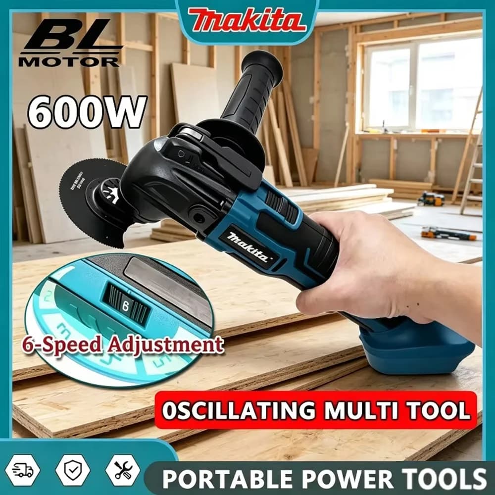 Original Makita DTM51 Battery  Cordless Multi Tool Kit with 6 Blades for Sanding Cutting Scraping Renovation Projects