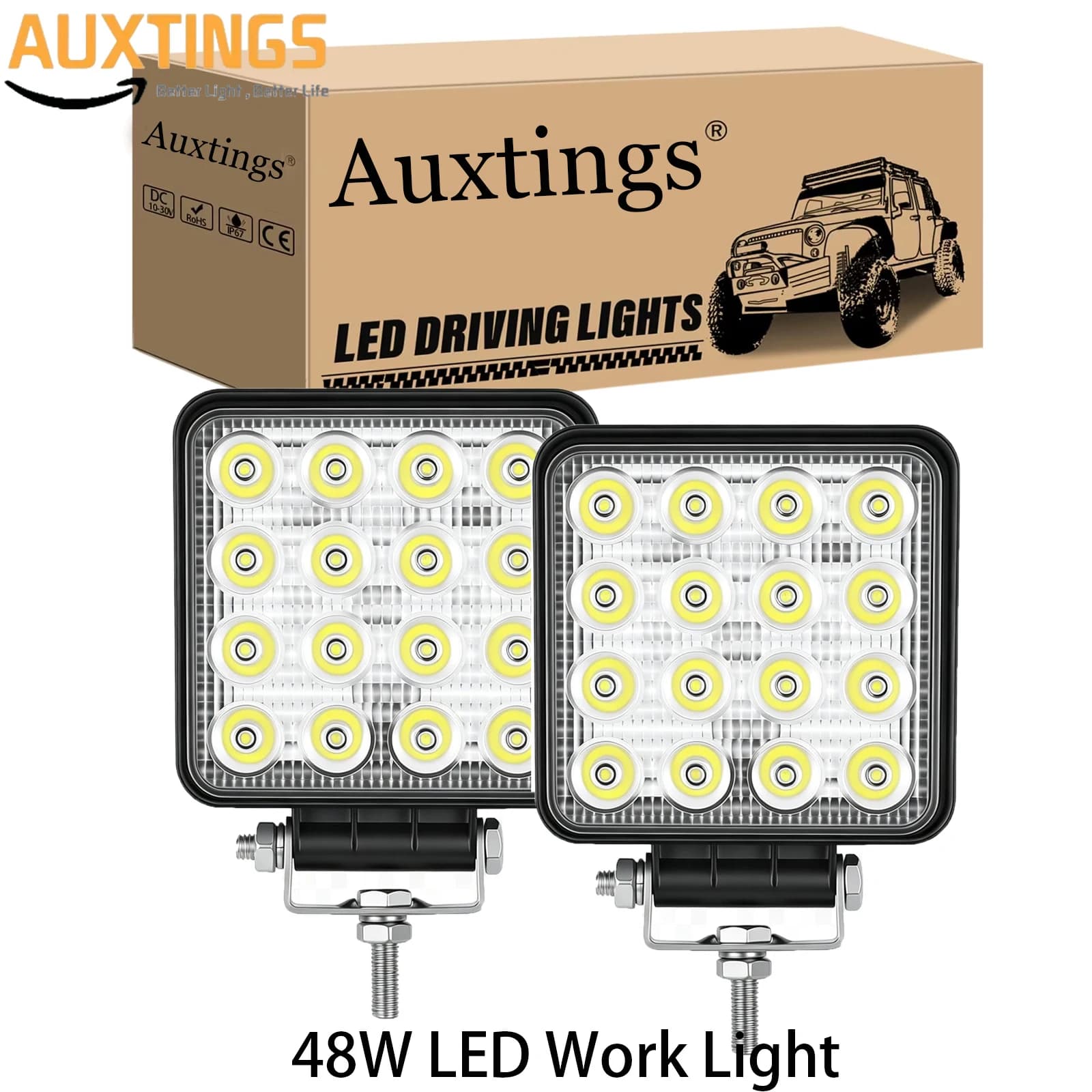 2Pcs 4Pcs 4 inch 48W 12V 24V LED Work Light Spot/Flood Square Driving Lights Offroad 4WD Trailer Motorcycle Truck SUV ATV UTV