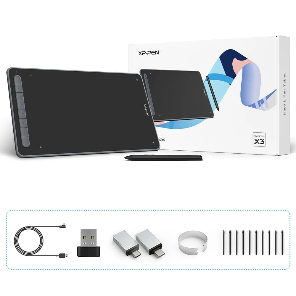 XPPen Deco LW Graphic Digital Tablet Drawing Pen Tablet Wireless Bluetooth V5.0 Tilt Supported Battery-free Stylus 8192 Levels