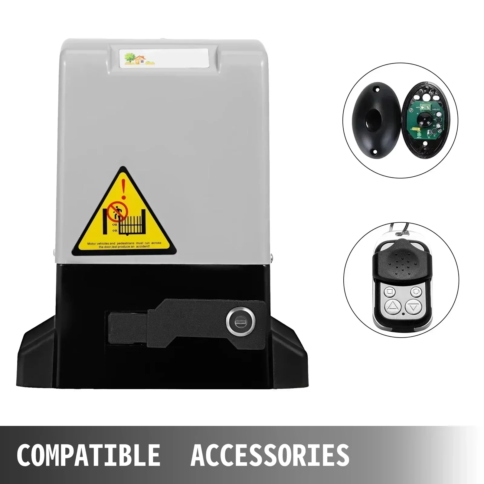 SIHAO 1300LBS Gate Opener  Automatic Sliding Gate Opener Electric with 2 Keys 4m Racks Use for Hotel Factory School Entrance