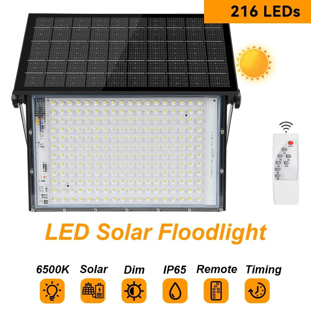 Outdoor Solar Lamps Garden Motion Sensor Floodlight Light Solar Powered 216 LEDS 1900lm Cold White Waterproof Solar Lights