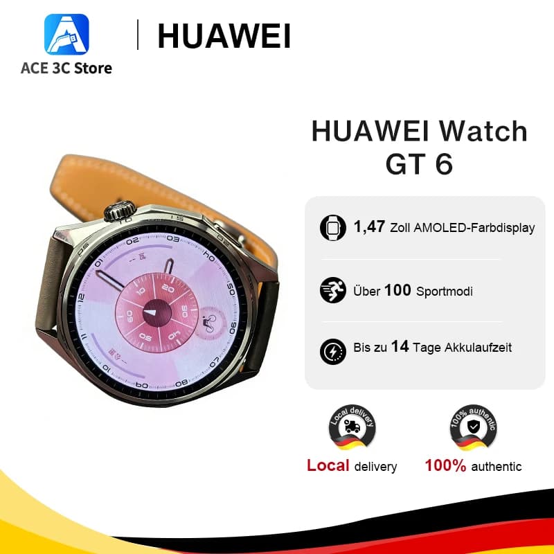 2025 HUAWEI WATCH GT 6 Smartwatch 1.47”/1.32” AMOLED Screen Up to 21-Day Battery Life Heart Rate NFC Compatible iOS and Androi