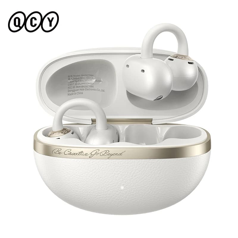 QCY Crossky C50 Open Ear Wireless Earbuds Bluetooth 6.0 Comfort Clip On Sports Earphone 4 Mic AI Clear Call Bass Boost Headphone