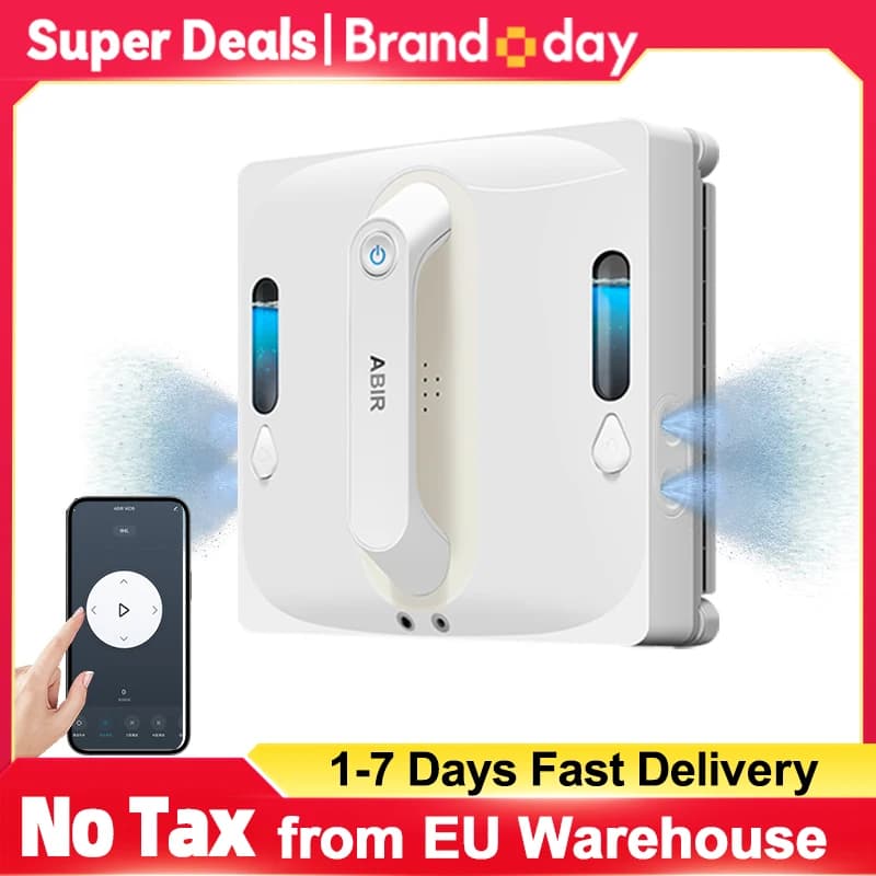 Window Cleaning Robot ABIR WD9, 4-Way Water Spray,Floating Scraping Tech, Laser Sensor,9000PA Vacuum Suction, Smart Memory