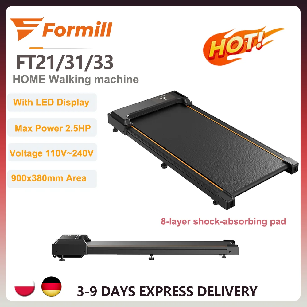 Formill FT21/FT31/FT41 Walking Treadmill 2.5HP 12% Incline Adjustable Motor 6km/h Speed Portable Treadmill Anti-Slip Shock Absorption Treadmill Home Office LED Display Lightweight