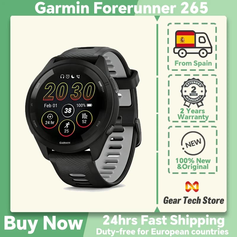 Garmin Forerunner 265 Basic Style Smart Sports Watch, 1.3 Inch Amoled Screen, Activity Monitor