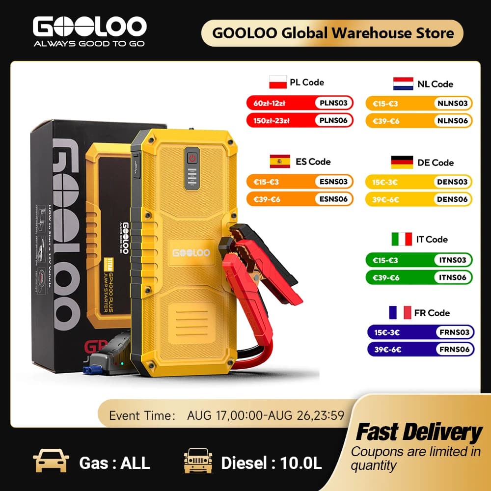 GOOLOO 4000A Start Power Bank 20000mAh Jump Starter Car Booster External Battery 12V Starting Device for Petrol Diesel Powerbank