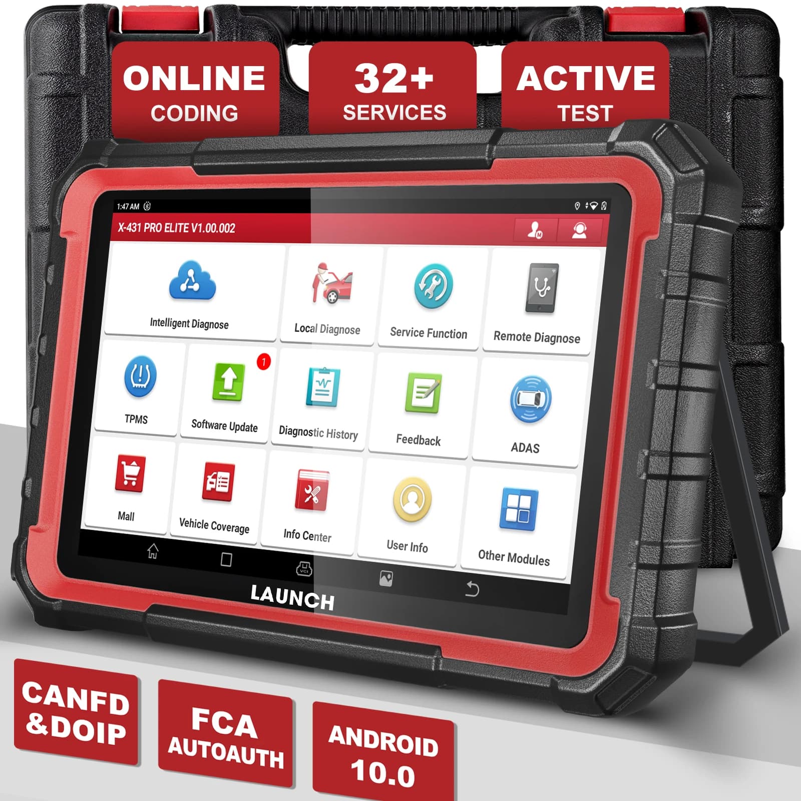 2026 LAUNCH X431 PRO ELITE 8 Inch Car Diagnostic Tool OBD Scanner OBD2, CAN FD/DOIP, ECU Coding, Active Test, PK CRP919E BT