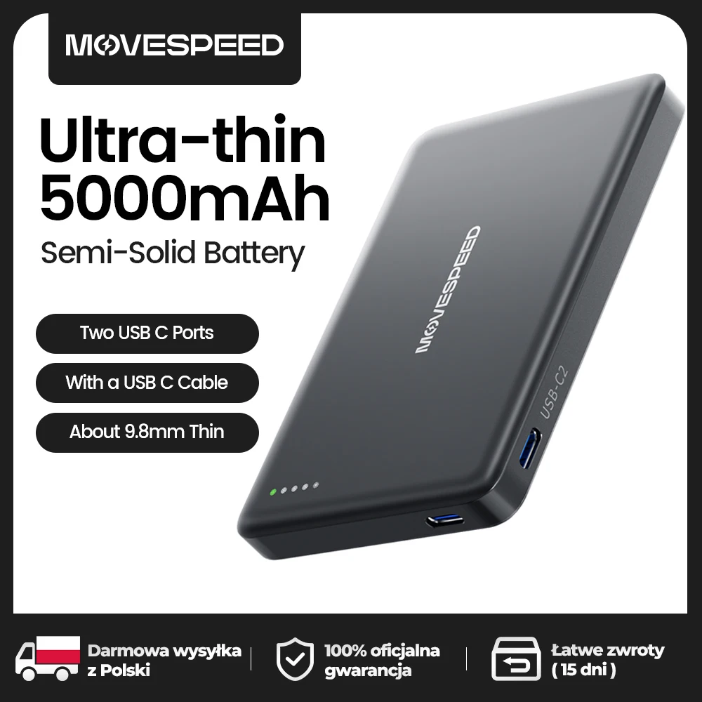MOVESPEED P07PRO Magnetic Power Bank 5000mAh Semi-Solid-State Battery Powerbank Fast Wireless Charging  for iPhone 17 16 15 14