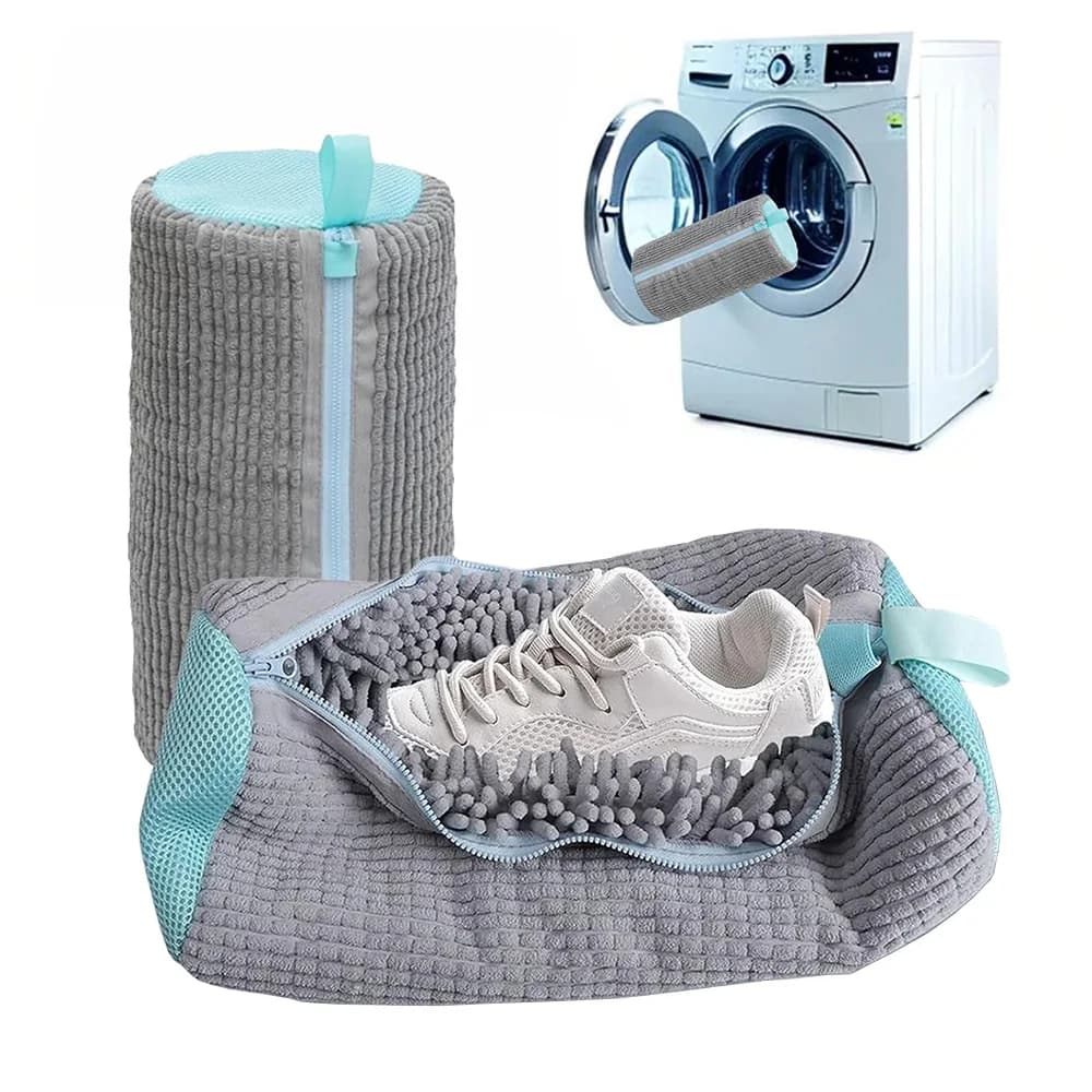 2Pcs Zipper Chenille Shoe Wash Bags, Laundry Bags for Machine Shoe Protection