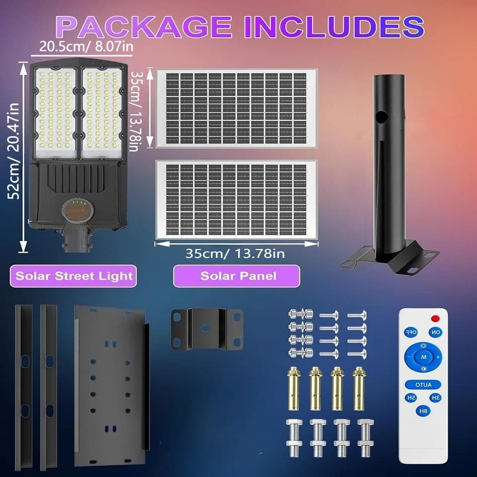 9000W Solar Street Lights 480000LM Commercial Parking Lot Light Dusk to Dawn 6500K Solar Security Flood Lights for Road Garden