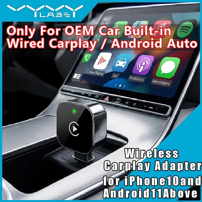 Vyvylabs New 2-in-1 Wireless CarPlay Adapter Plug-and-Play Auto Adapter with USB/USB-C Port Car Accessory for iPhone 10 and Android 11 Above