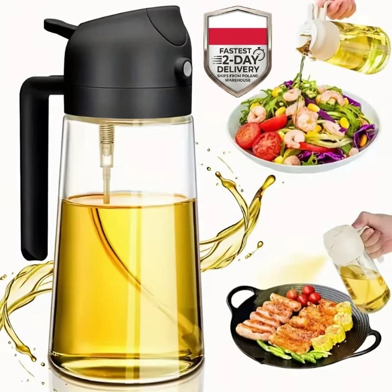 2in1 Kitchen Spray Oil Dispenser Sprayer Polisher Spray for Air Fryer Salad Grilling Roasting Cooking Kitchen Oil Sprayer for Cooking Olive Dispenser and Oil Spray Bottle for Kitchen Spray Oils Bottle