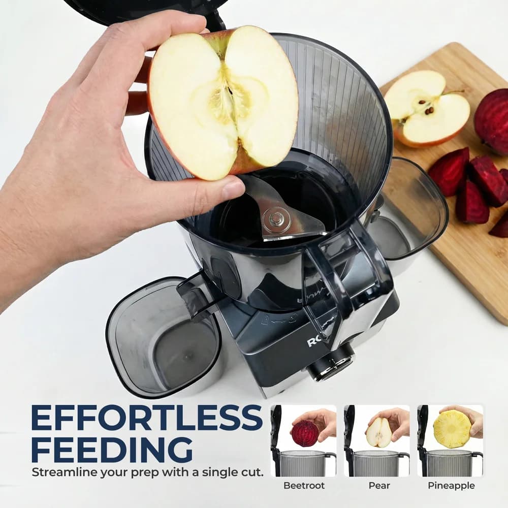 Filter-Free Slow Juicer Electric Cold Presses with 130mm Large Chute , Easy to Clean One-Rinse Clean