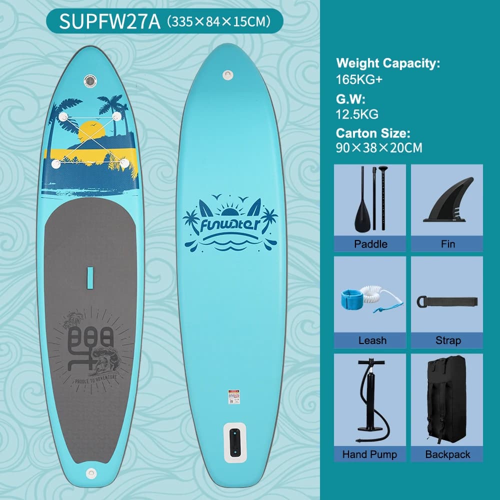 FunWater Inflatable Stand Up Paddle Board Paddling Board Surfboard Surf Sup Board 320-385CM  Non-Slip Water Sport Paddle Board