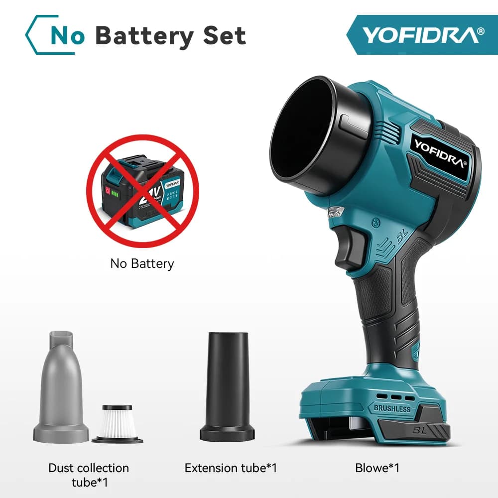 YOFIDRA 2 IN 1 Brushless Electric Turbo Blower Jet Fan 350m/s Garden Leaf Dust Vacuum Cleaning Tool For Makita 21V Battery Pin