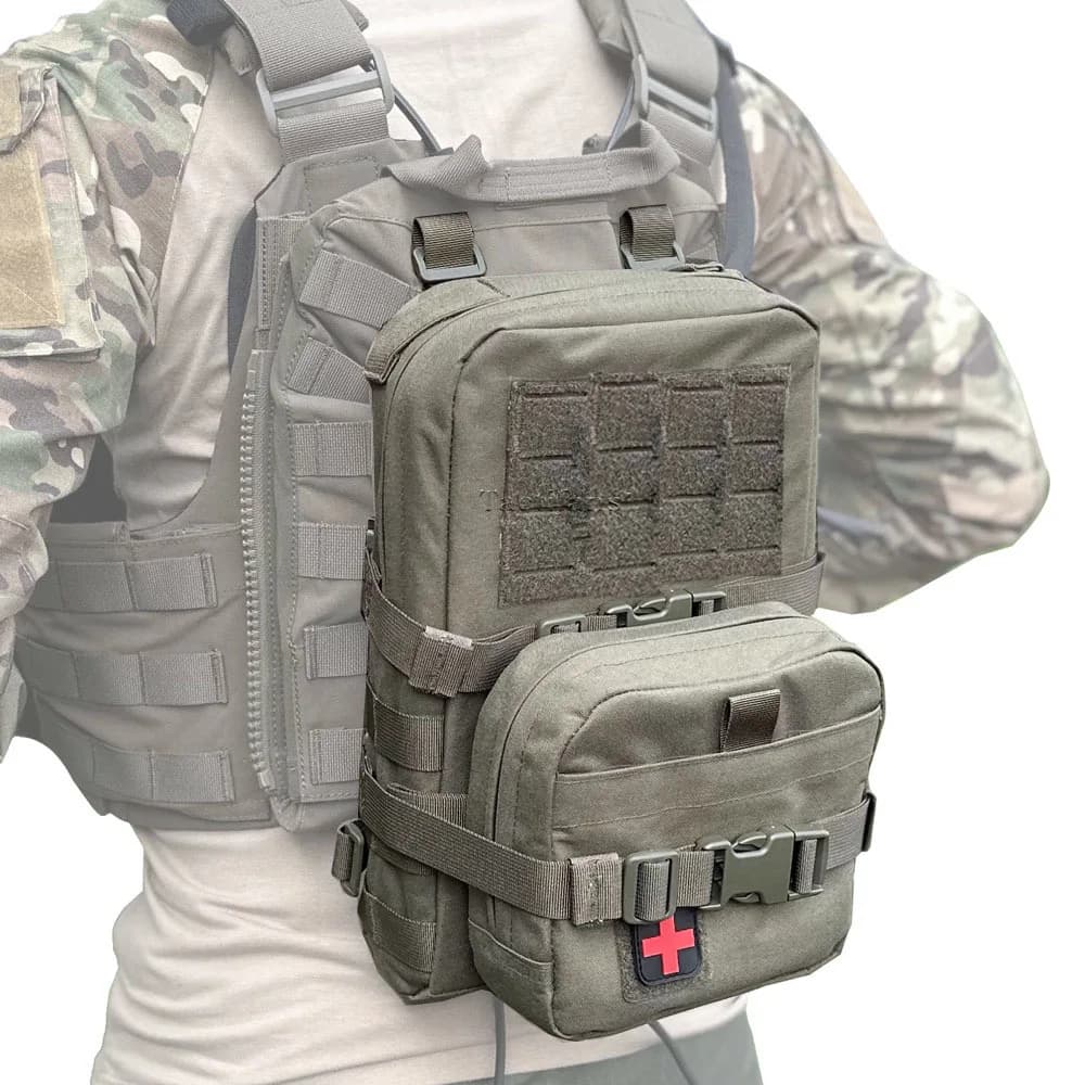 Mini Hydration Bag 2 In 1 Mini Hydration Pack Rip Away IFAK Medical Pouch Med Patch MOLLE Pouch Hunting Bag