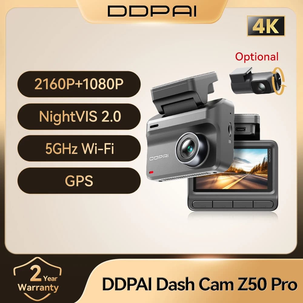 DDPAI Z50 Pro Dash Cam 4K Car DVR 3"IPS Screen 5GHz WiFi GPS ADAS 24H Parking Monitor Front and Rear Dashcam Car Camera