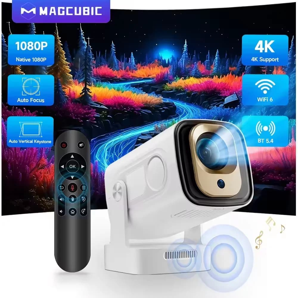 Magcubic Hy310 Projector Android 11 4K Native 1080P Auto Focus 330Ansi Native Brightness Dual Wifi Bt5.4 Air Mouse Voice Control for Home Outdoor Movie