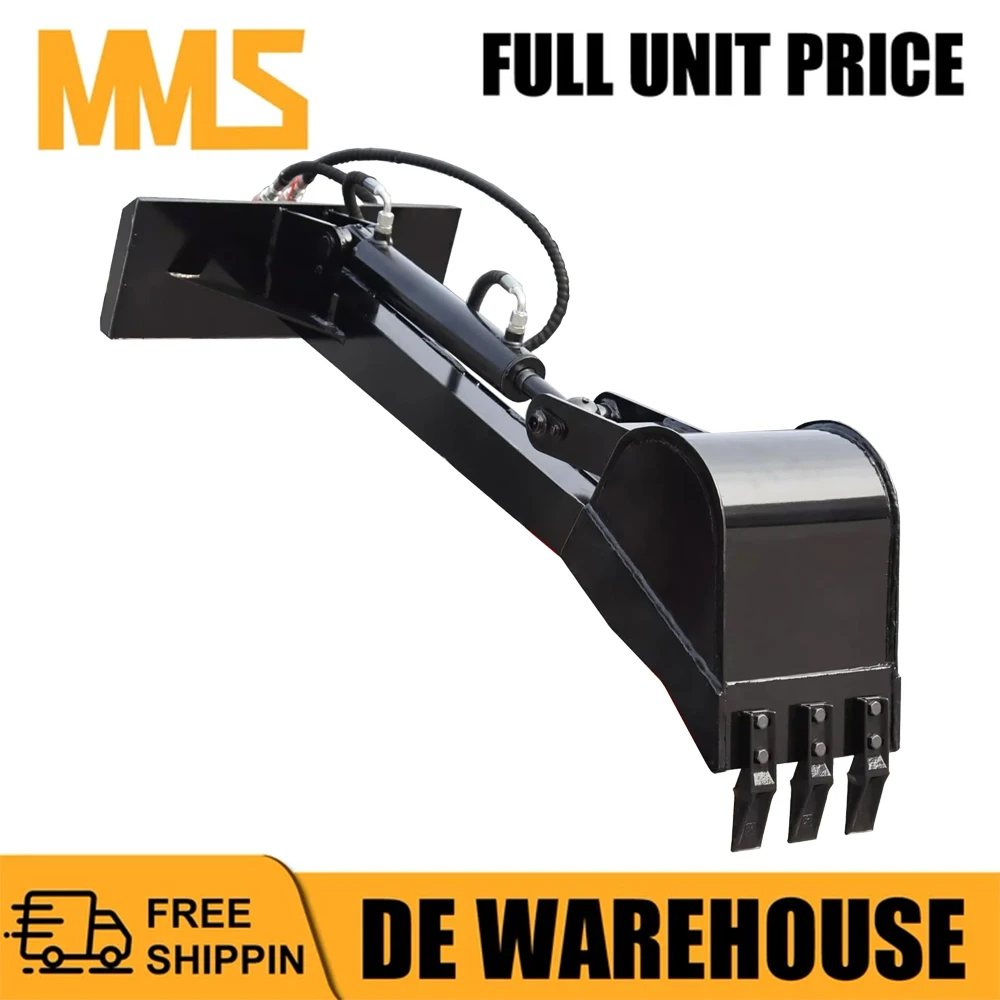 MMS Skid Steer Loader Attachment Fronthoe 30cm/12" Bucket, Extended Straight Digger Backhoe for Digging Ditches and Planting