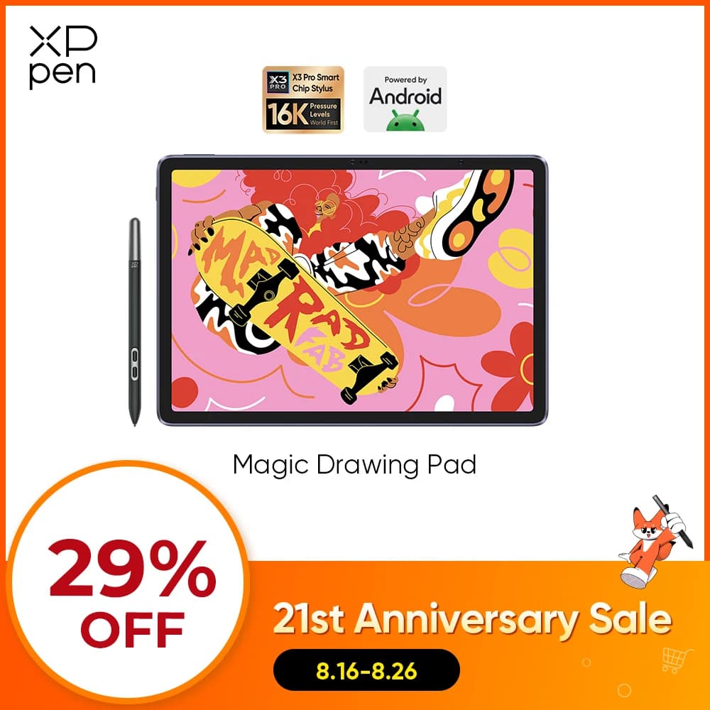 XPPen Magic Drawing Pad 12.2 Inches Tablet Android 8GB/256GB 8000mAh with X3 Pro Slim Stylus 60 Tilt Android 14 Drawing Tablet