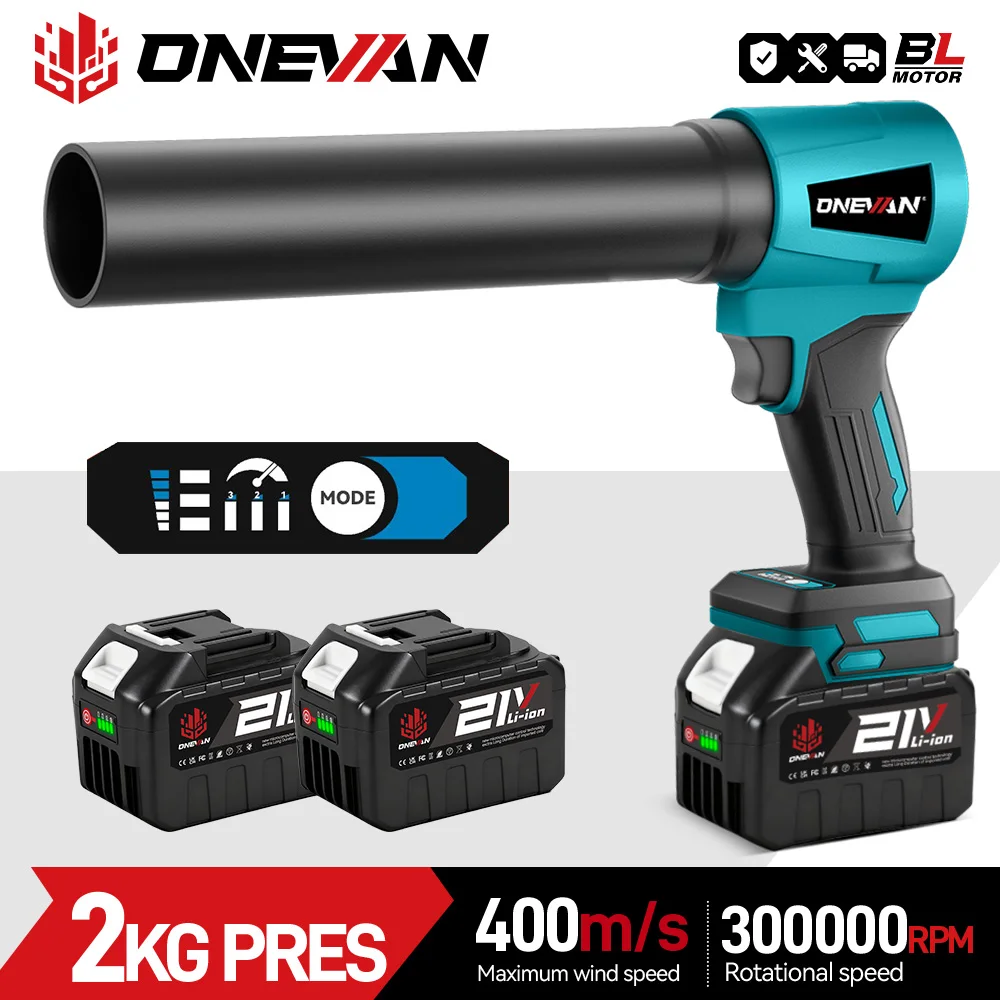 ONEVAN 4000W Brushless Electric Turbo Blower Jet Fan 400M/S 300000RPM Leaf Blower Dust Blowing Tool For Makita 18V Battery Pin
