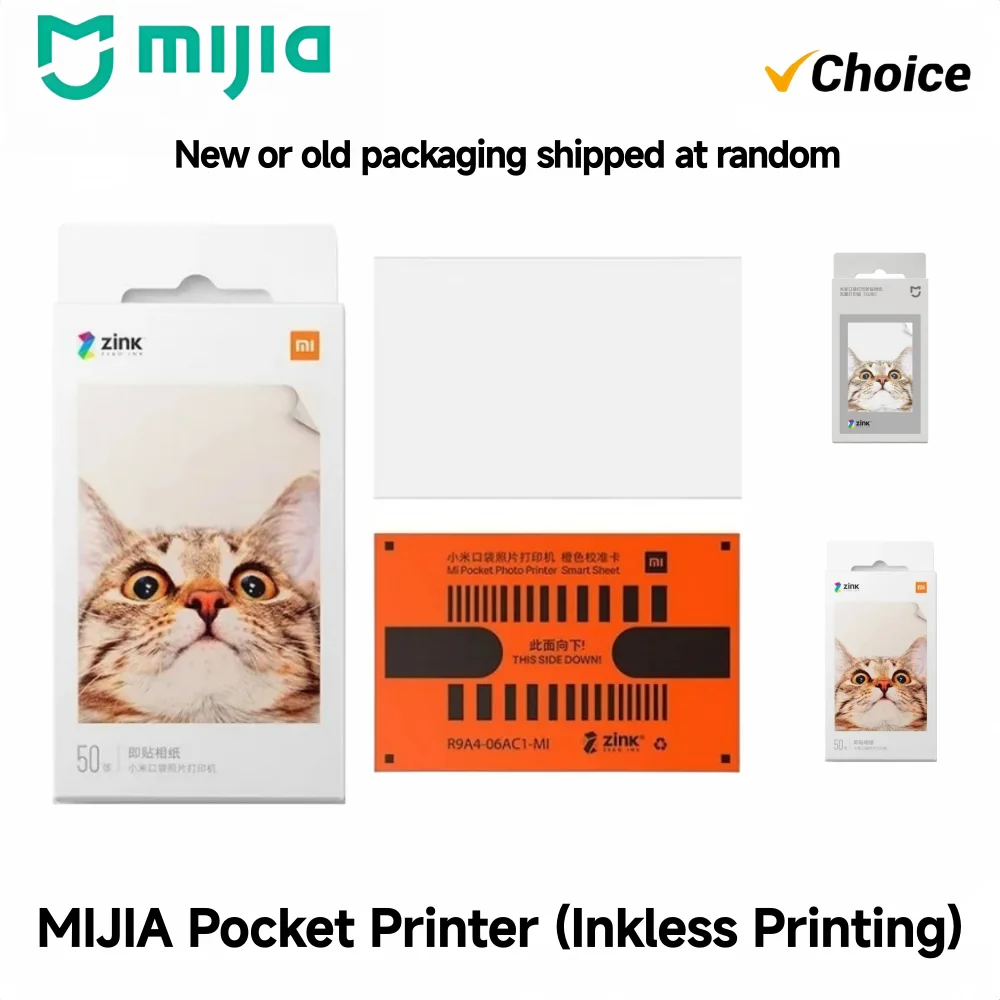 Original 100% Mijia ZINK Pocket Printer Paper Self-adhesive Photo Print 50pcs Sheets For Xiaomi 3-inch Mini Pocket Photo Printer
