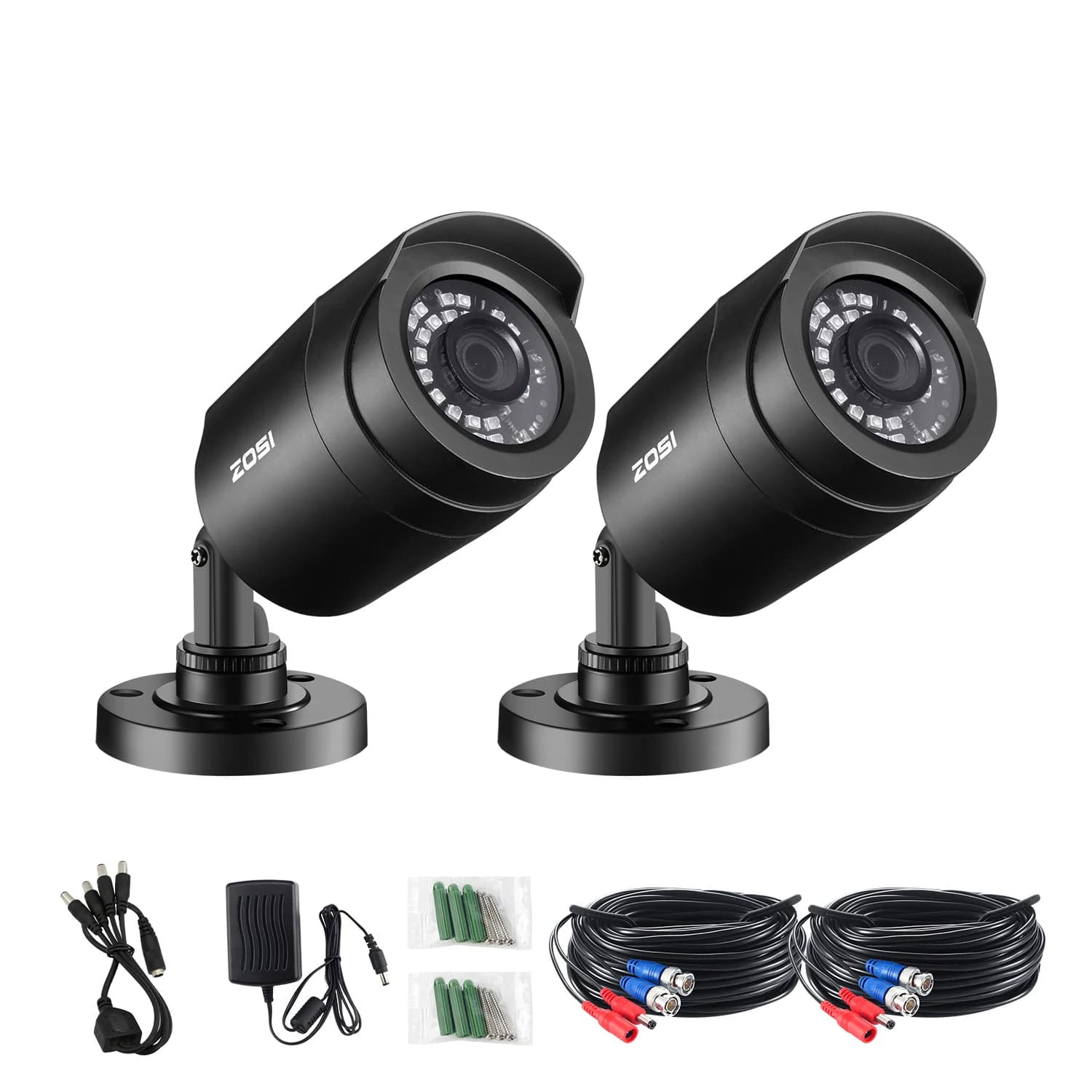 ZOSI 2 Pack 1080P HD TVI Security Camera Bullet Outdoor 80ft IR Night Vision Motion Detection 2MP HD CCTV Surveillance Cameras