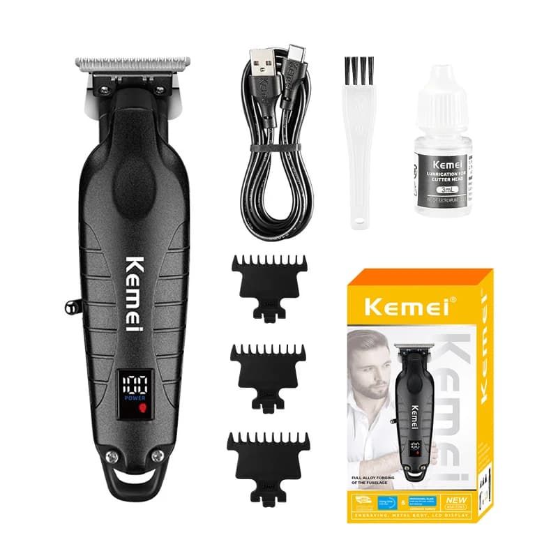 Kemei KM-2293 Hair Clipper Professional Electric Rechargeable Barber Trimmer  Cordless Trimmer Type-c Zero Gapped Cutting