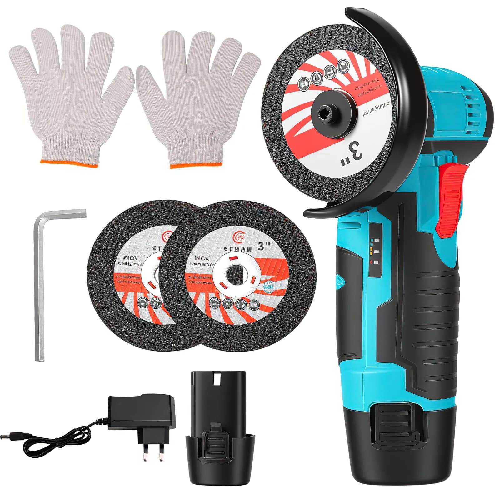 12V Rechargeable Mini Lithium Angle Grinder, Portable Cordless Cutting Polishing Grinding Machine, Handheld Small Grinder for DIY Metal Polishing & Repair Work