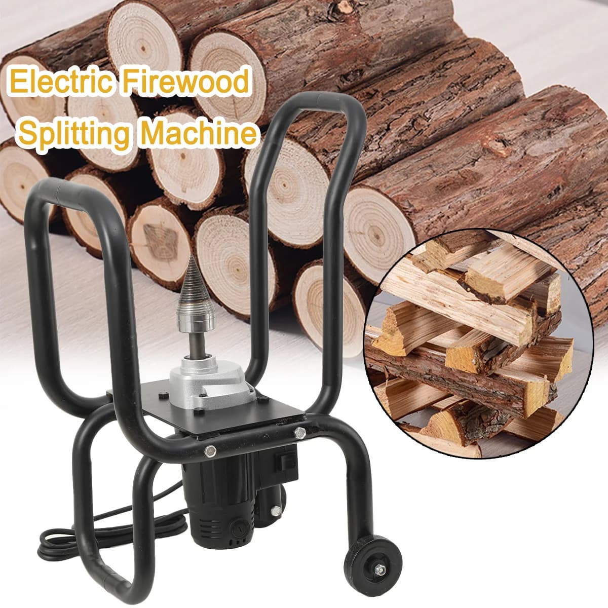 2000W Electric Log Splitter, 420RPM Hydraulic Wood Splitter, Max 20cm Log Diameter, Compact Steel Housing 33x32.5x60.5cm