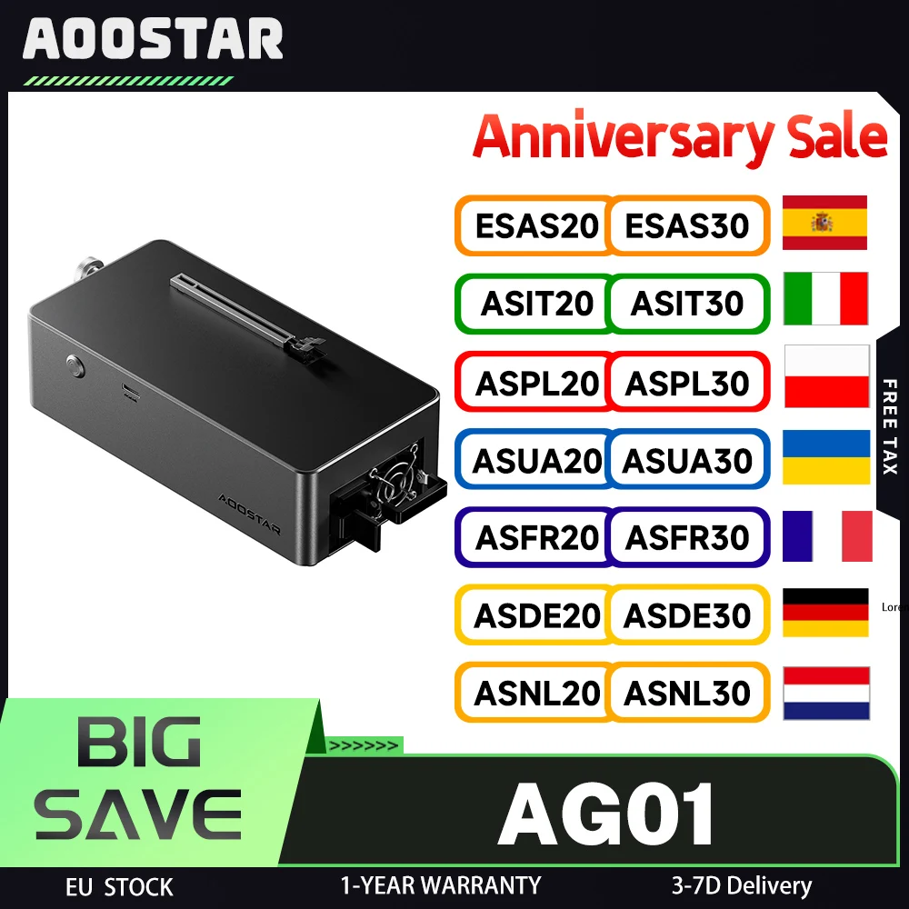 AOOSTAR AG01 eGPU Dock with Oculink Port, Built-in 800W Power Supply, Supports TGX Interface Hot-swap
