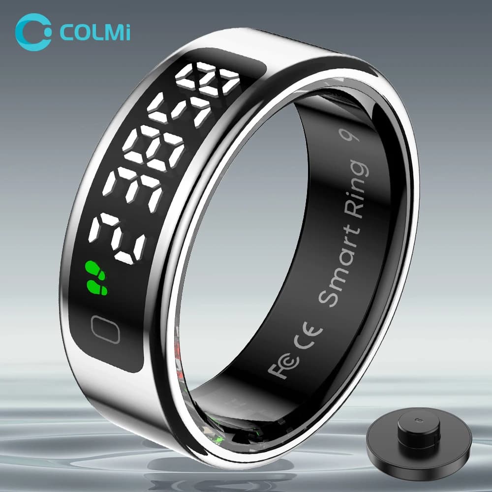 New COLMI R12 Smart Ring, Wireless Charging, Display and Touch, Health Manager, Multi Sports Modes For Men Women, Gold, Silver