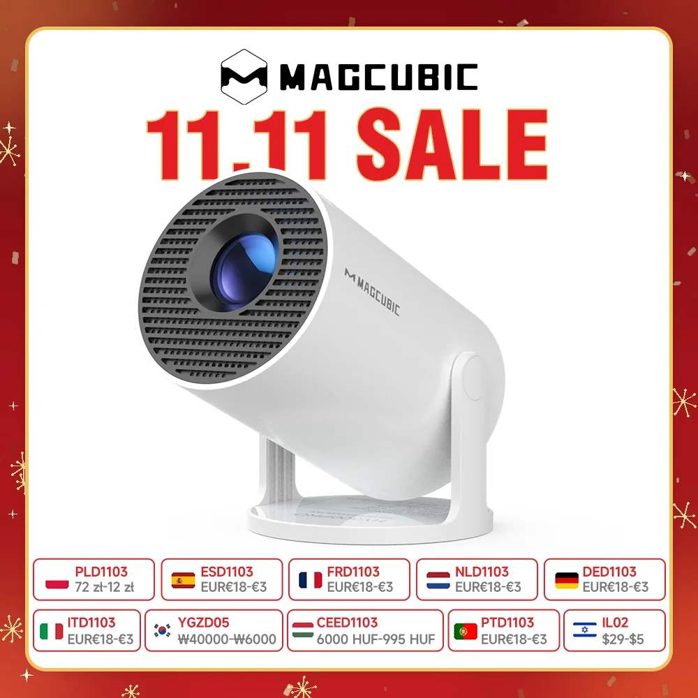 Magcubic HY300 Pro+ 8K Outdoor Projector 8000 Lumens Android 14 WiFi 6 BT5.4 Portable 5W HiFi Speaker 720P HD