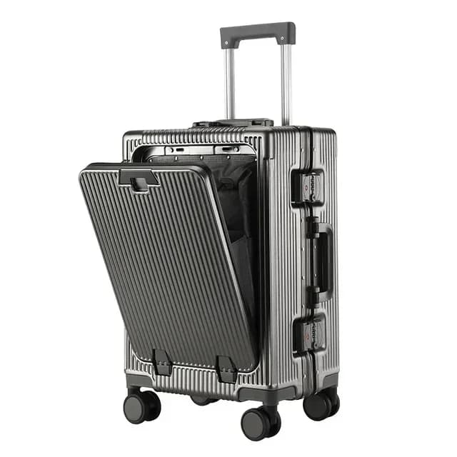 Front Opening Large Capacity Rolling Luggage Case Aluminum Frame ABS+PC Trolley Case Suitcase Boarding Case