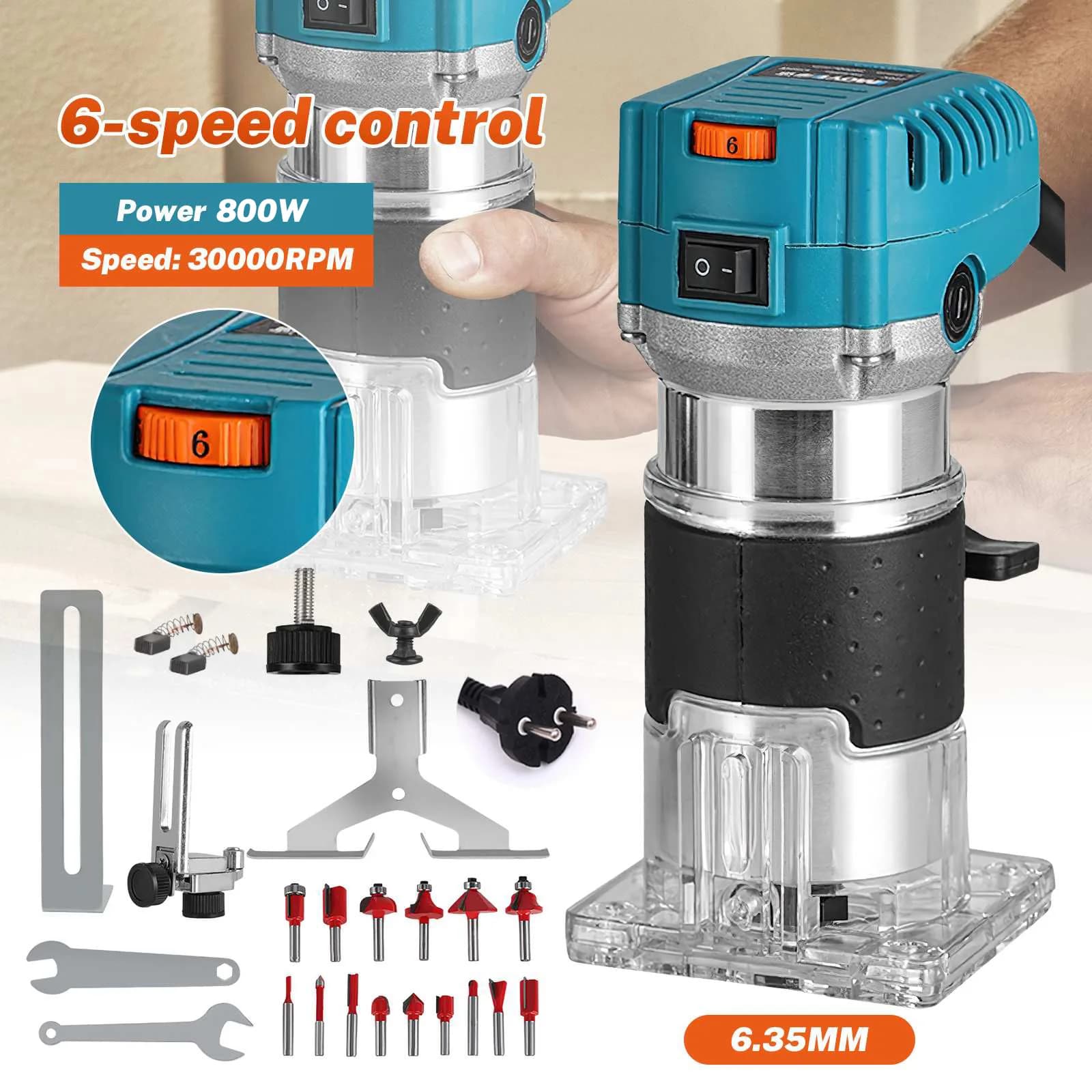 800W Woodworking Edge Trimming Machine Electric Woodworking Tool Multifunctional Small Chamfering Electric Carving Router Tool