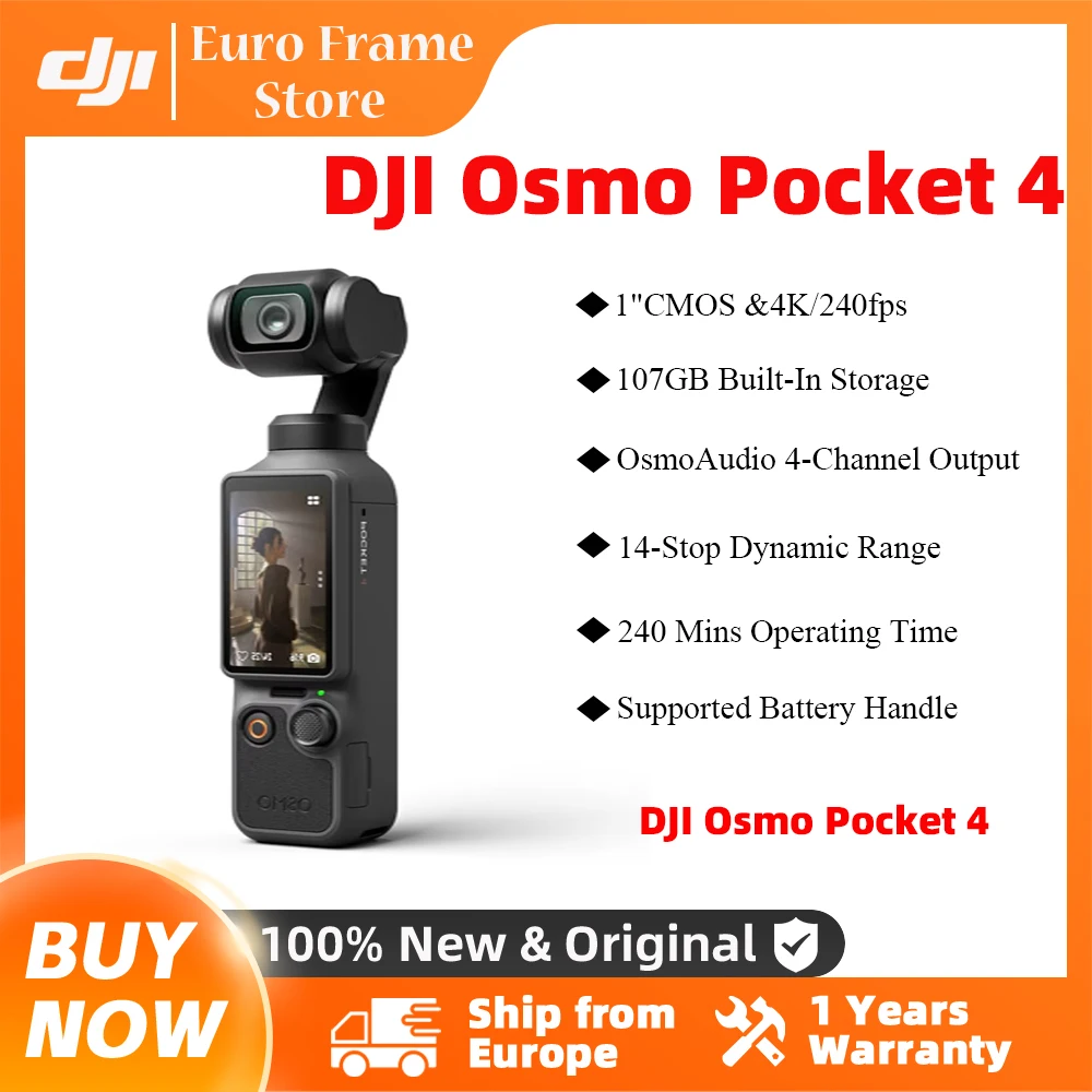 Brand+ DJI Osmo Pocket 4 1″ CMOS Pocket Gimbal Camera 14-Stop Dynamic Range 10-bit D-Log New ActiveTrack Pocket 4