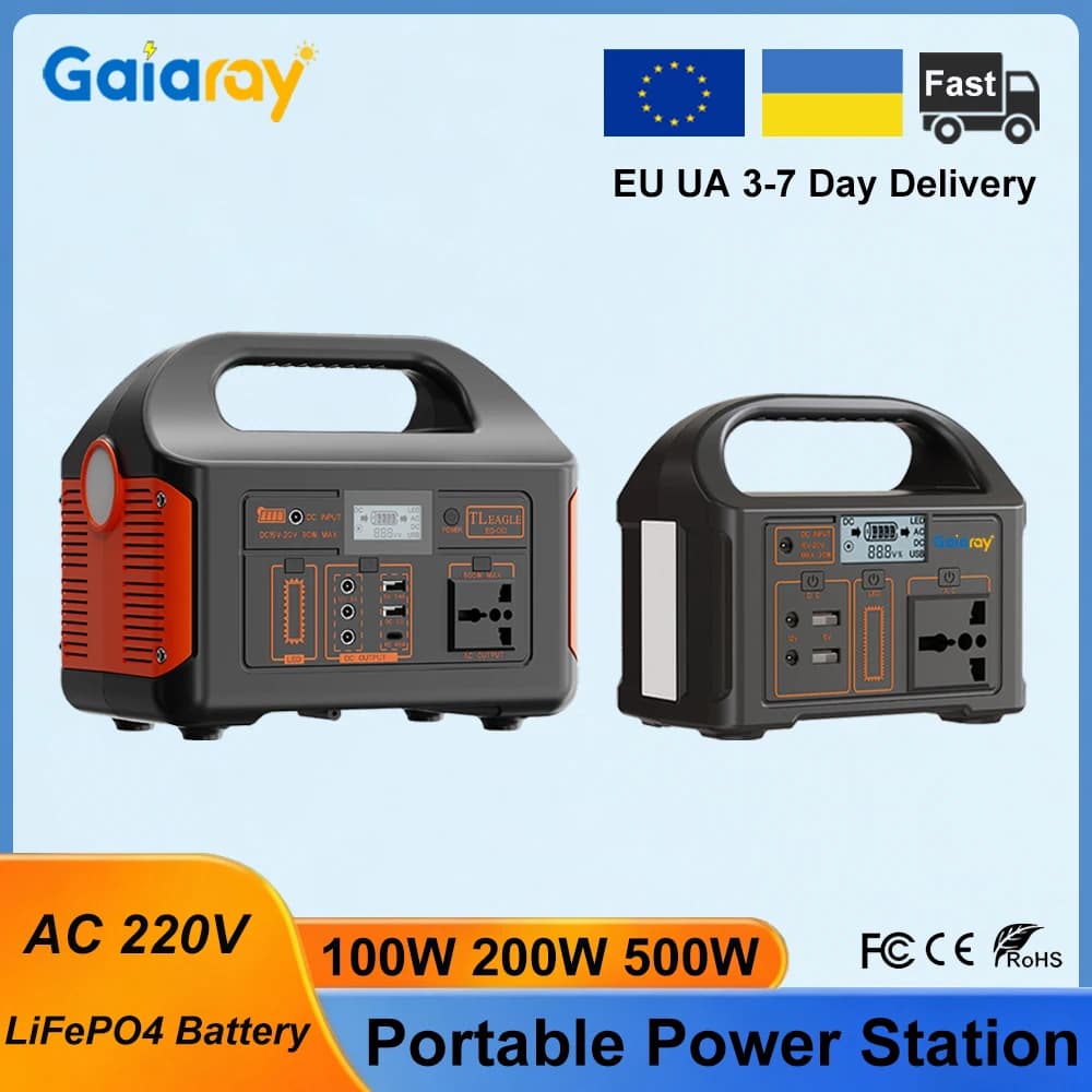 Gaiaray 100W 24000mAh LiFePO4 Portable Power Station, Charging Station, Solar Generator, AC 220V Power Bank for Camping