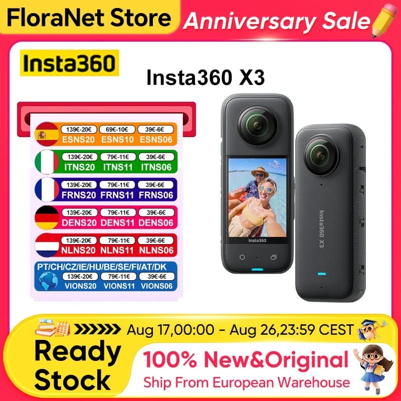 Insta360 X3 proof of Action Camera with 1/2' 48MP Sensor, 5.7K Active HDR Video, 72MP Photo, 4K Single-Lens