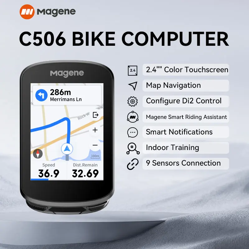 Magene C506 GPS Bike Computer Navigation WiFi Speedometer Cycling Digital 2.4 Odometer Bluetooth Ant Indoor
