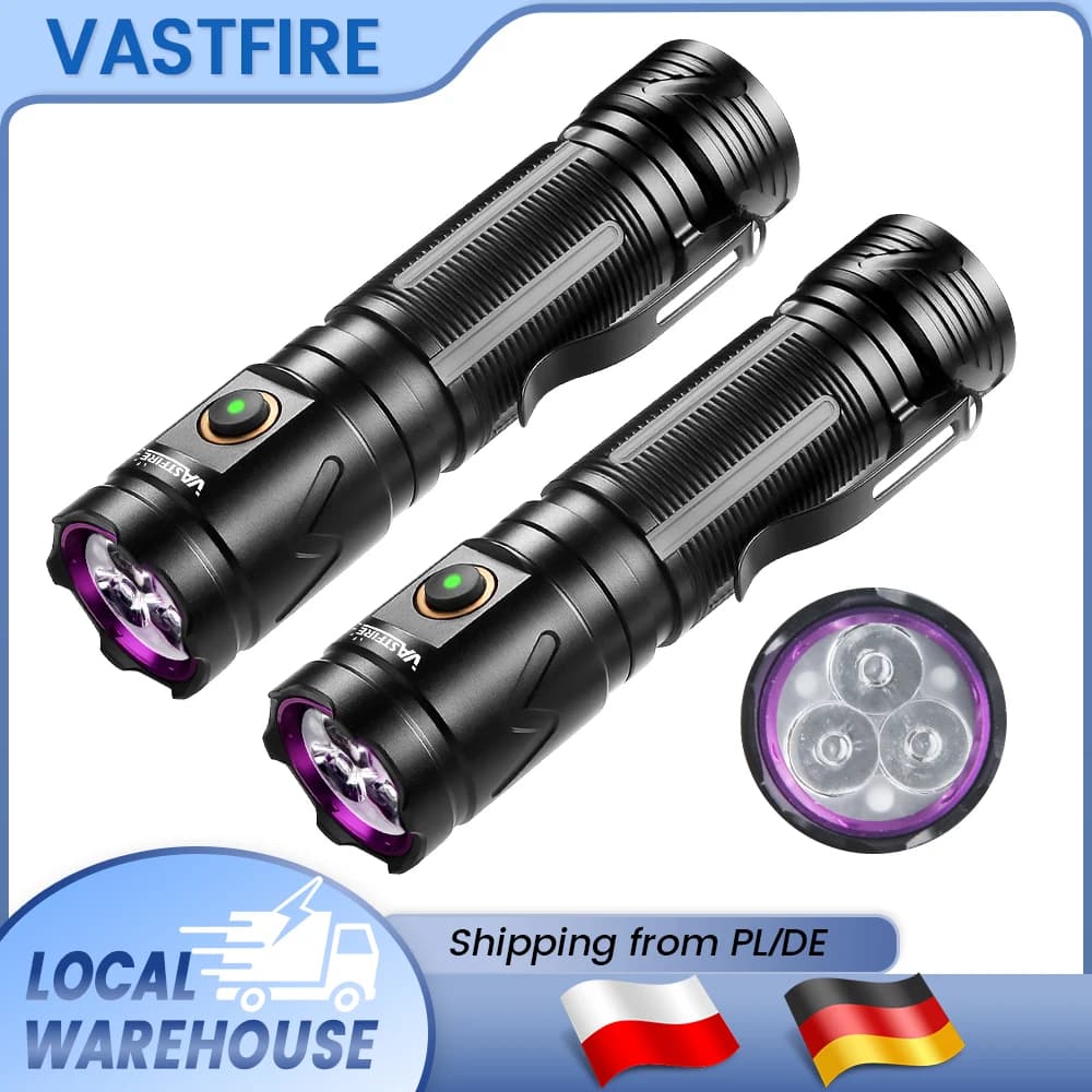 EU Local Stock 30W High Power 3 LED Beads 395nm UV White Mirror Torch, USB-C Rechargeable Portable Ultraviolet Flashlight Detector, Multi-Purpose Purple Light Lamp for UV Resin & Invisible Ink Drying, Counterfeit Money Fluorescence Check, Pet Urine Stain