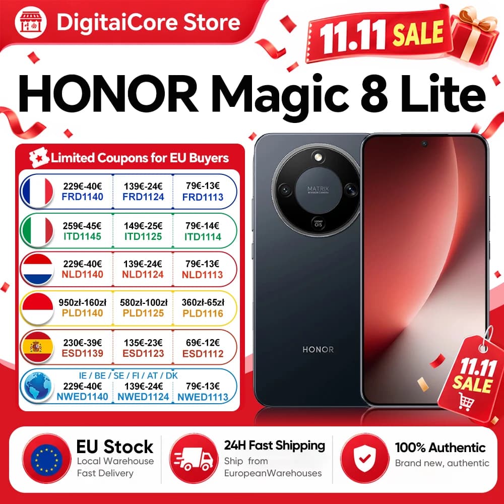 New Honor Magic8 Lite Eu Version 2026 5g Smartphone Android Mobile Phones Amoled Snapdragon 6 Gen 4 7500Mah 108Mp Ois Ai Camera
