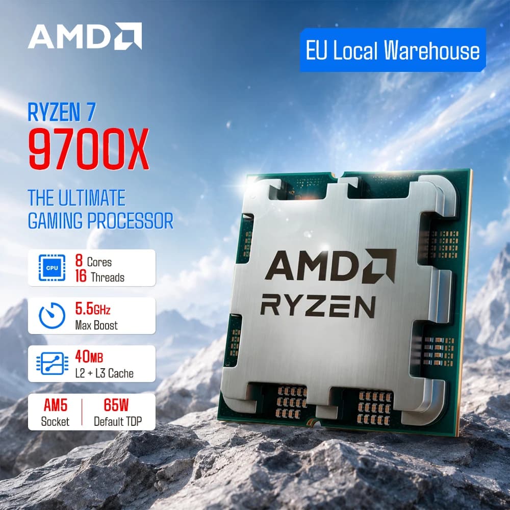 AMD Ryzen 7 9700X 5.5GHz 8-Core 16-Thread L3 Cache 32 MB DDR5 AM5 Socket New R7 9700X Desktop Gaming CPU Processor Without Fan