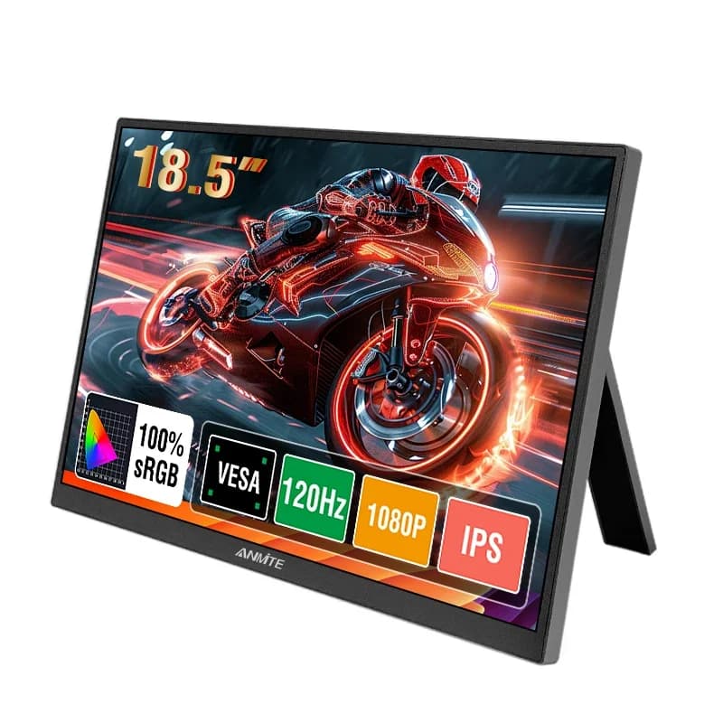 Anmite 18.5inch Portable Monitor 120Hz RGB100% With VESA Hole & Back bracket Laptop Extended Display ADS-IPS HDR Screen