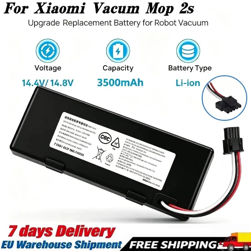 High Safety 14.4V 3500mAh Rechargeable Lithium Spare Battery Pack Maintaining Steady Power Output, Triple Protection Against Overcharge Overheat Short Circuit, Universal Replacement Parts for Xiaomi Mijia 2S Mop P Conga 3290 3390 Domestic Floor Robot