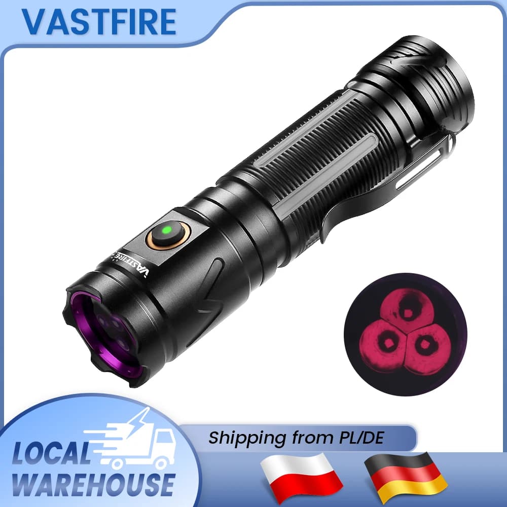 EU Local Stock 30W High Power Pure 365nm UV Black Light Torch Built-in 3 LED Beads, USB-C Rechargeable Ultraviolet Detector Flashlight for Cat Dog Pet Urine Stain Inspection, Invisible Ink Marking Curing, Counterfeit Money Check & Skin Stain Analysis