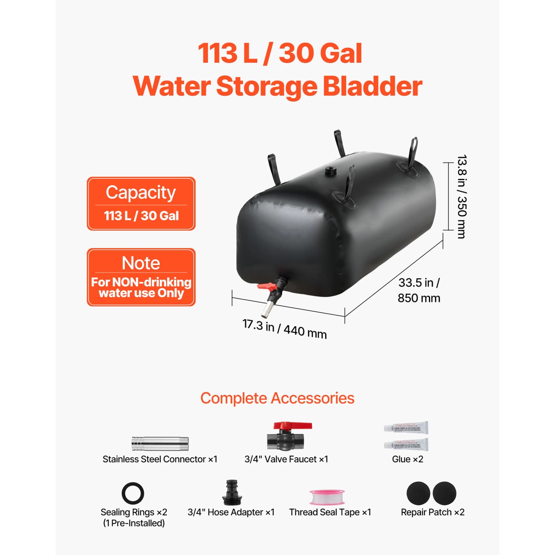 SucceBuy Water Storage Bladder 1000D PVC Soft Water Bag Leakproof Camping Tank Containers for Garden Irrigation RV Emergency Use