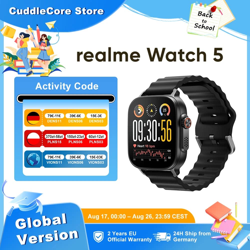 realme Watch 5 Smartwatch Global Version GPS NFC 1.97" AMOLED Screen 14 Day Battery Life Bluetooth 5.3 IP68 For realme GT 8 Pro
